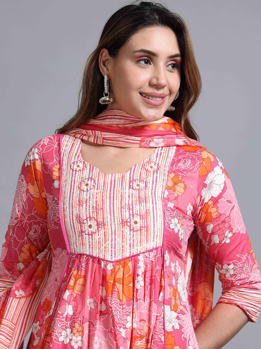 Pure Cotton Printed Cotton Kurta & Pant Set With Duppata - Zeemi World 