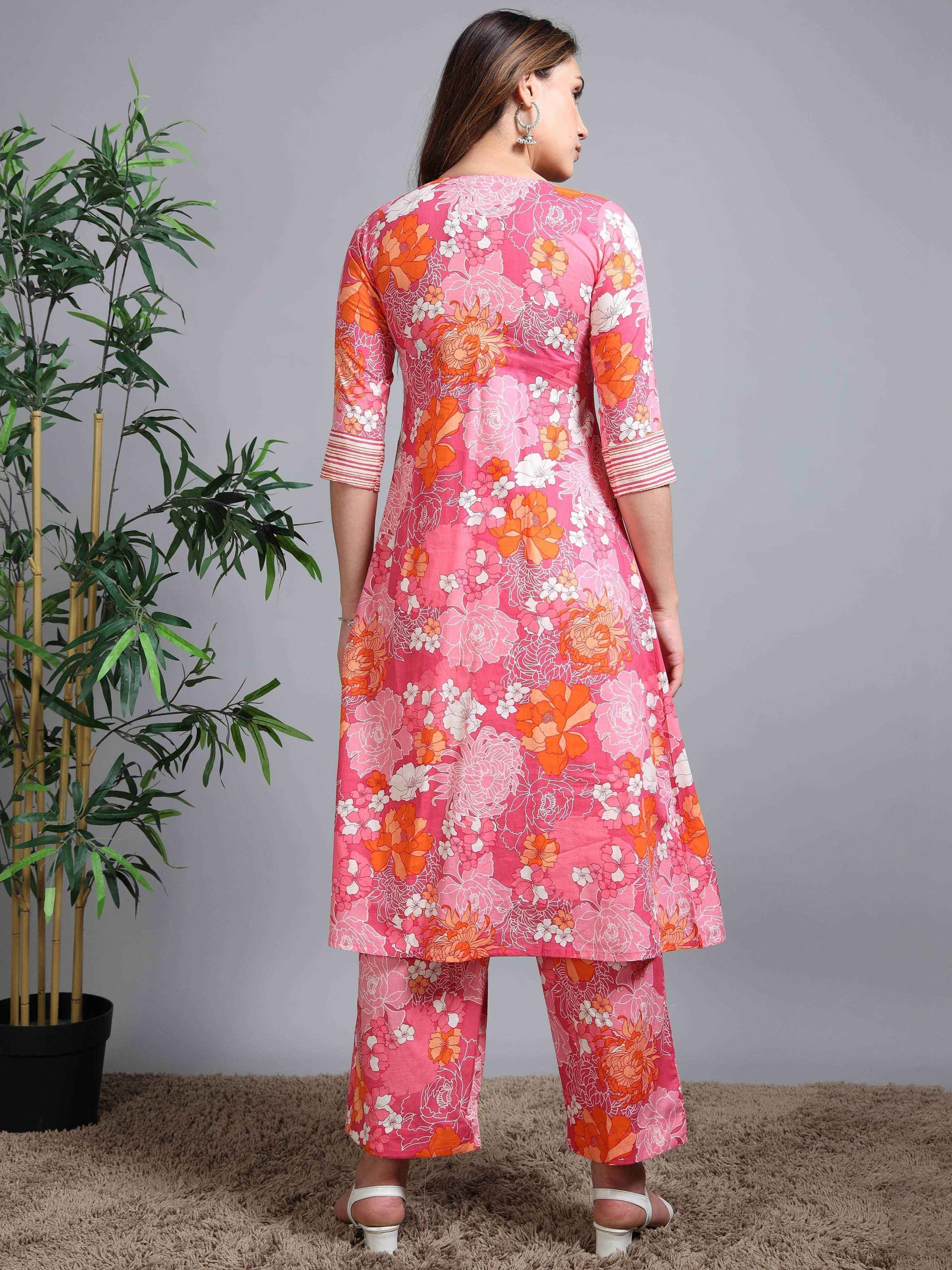 Pure Cotton Printed Cotton Kurta & Pant Set With Duppata - Zeemi World 