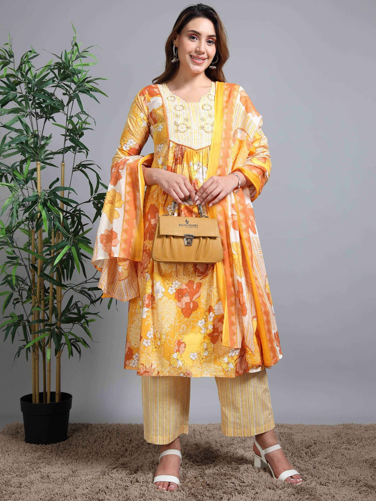 Pure Cotton Printed Cotton Kurta & Pant Set With Duppata - Zeemi World 