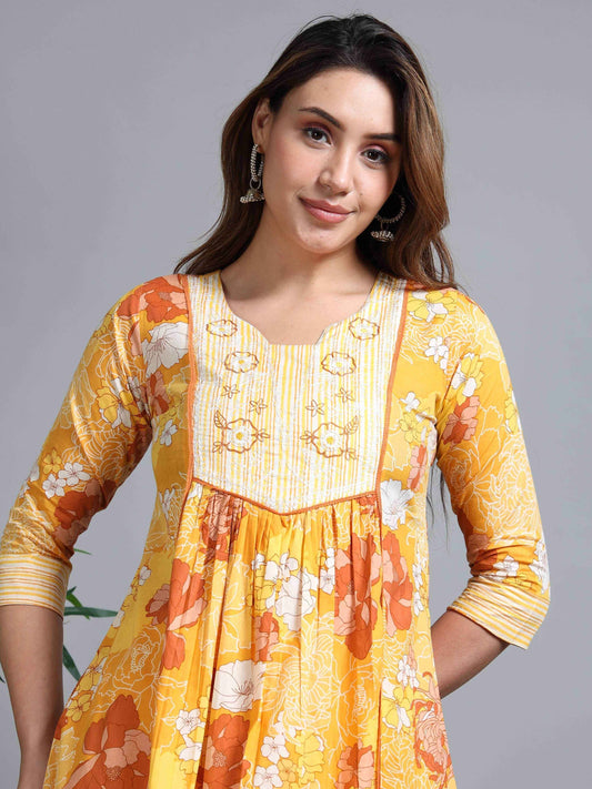 Pure Cotton Printed Cotton Kurta & Pant Set With Duppata - Zeemi World 