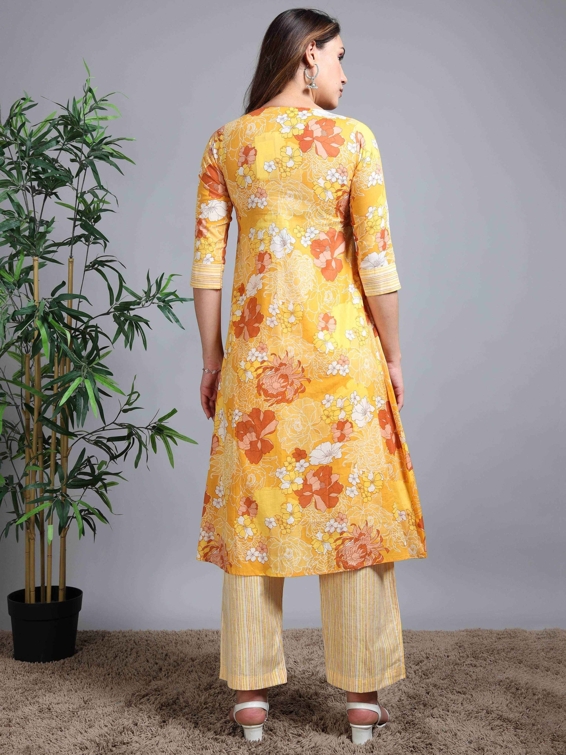 Pure Cotton Printed Cotton Kurta & Pant Set With Duppata - Zeemi World 