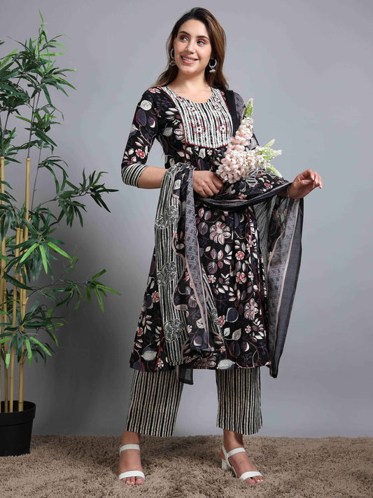 Pure Cotton Printed Cotton Kurta & Pant Set With Duppata - Zeemi World 