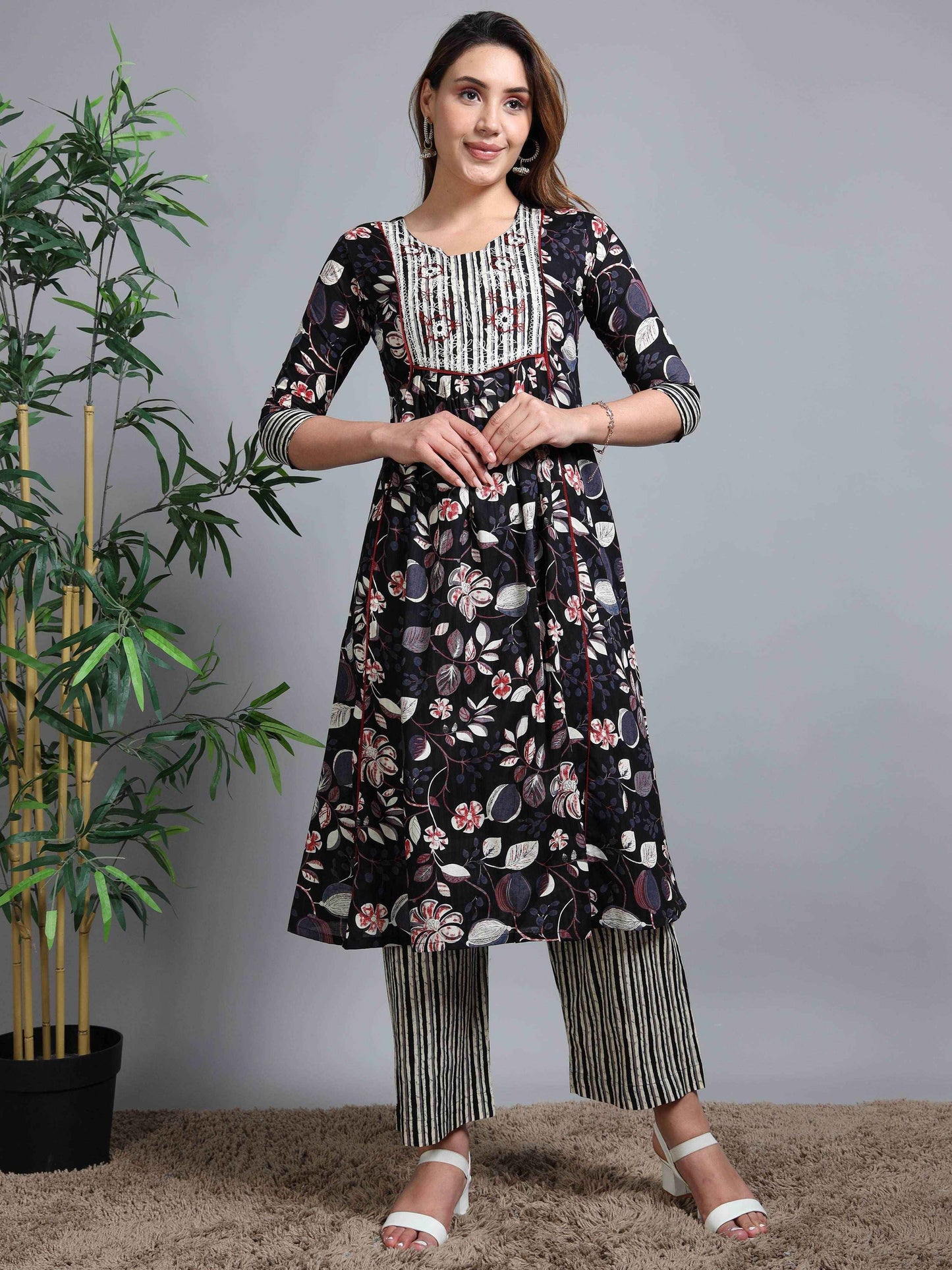 Pure Cotton Printed Cotton Kurta & Pant Set With Duppata - Zeemi World 