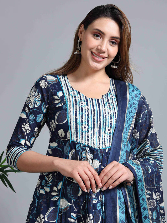 Pure Cotton Printed Cotton Kurta & Pant Set With Duppata - Zeemi World 