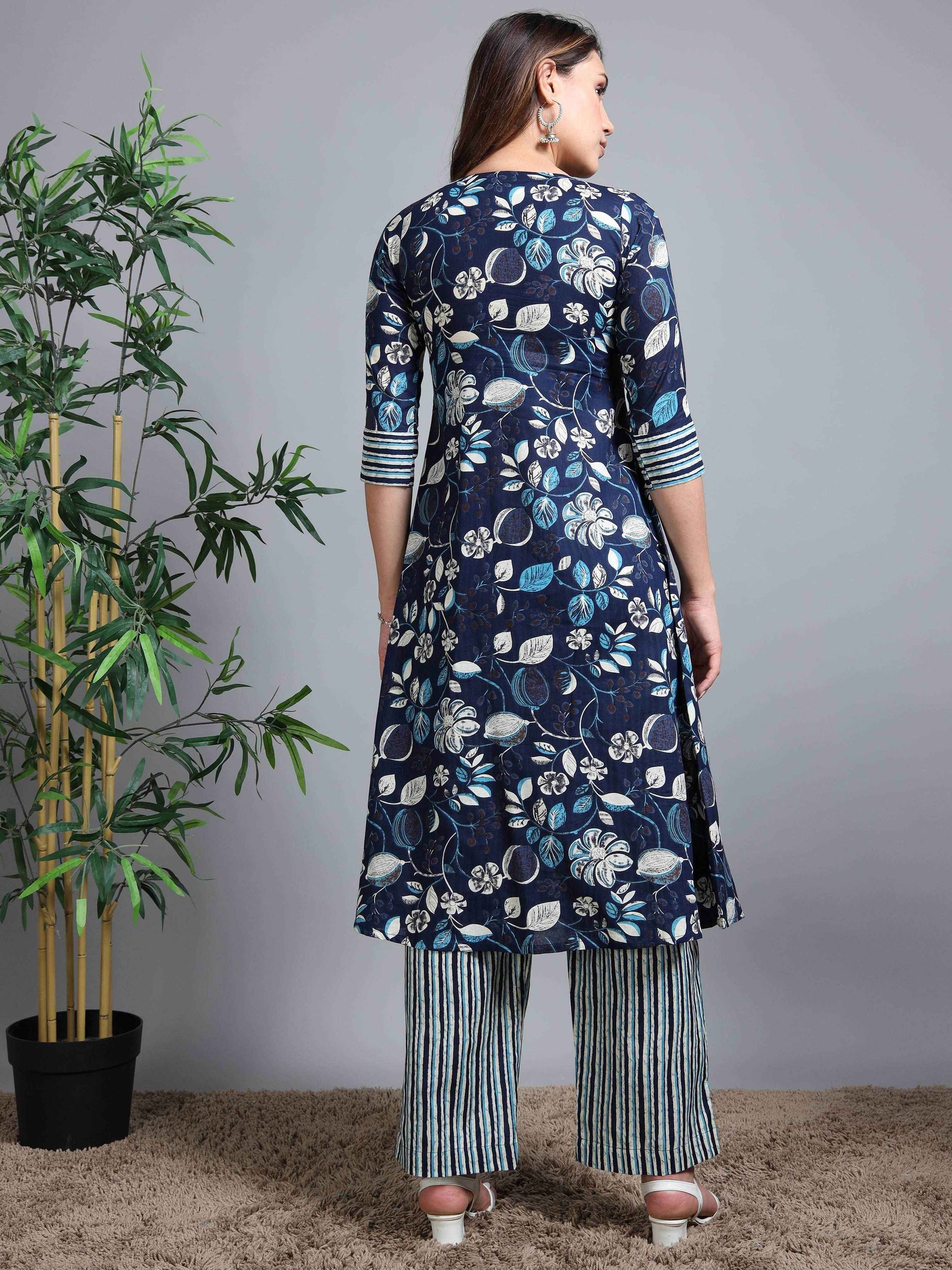 Pure Cotton Printed Cotton Kurta & Pant Set With Duppata - Zeemi World 