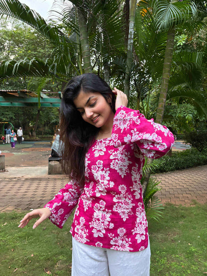 Maitri- floral print short kurti - Zeemi World 