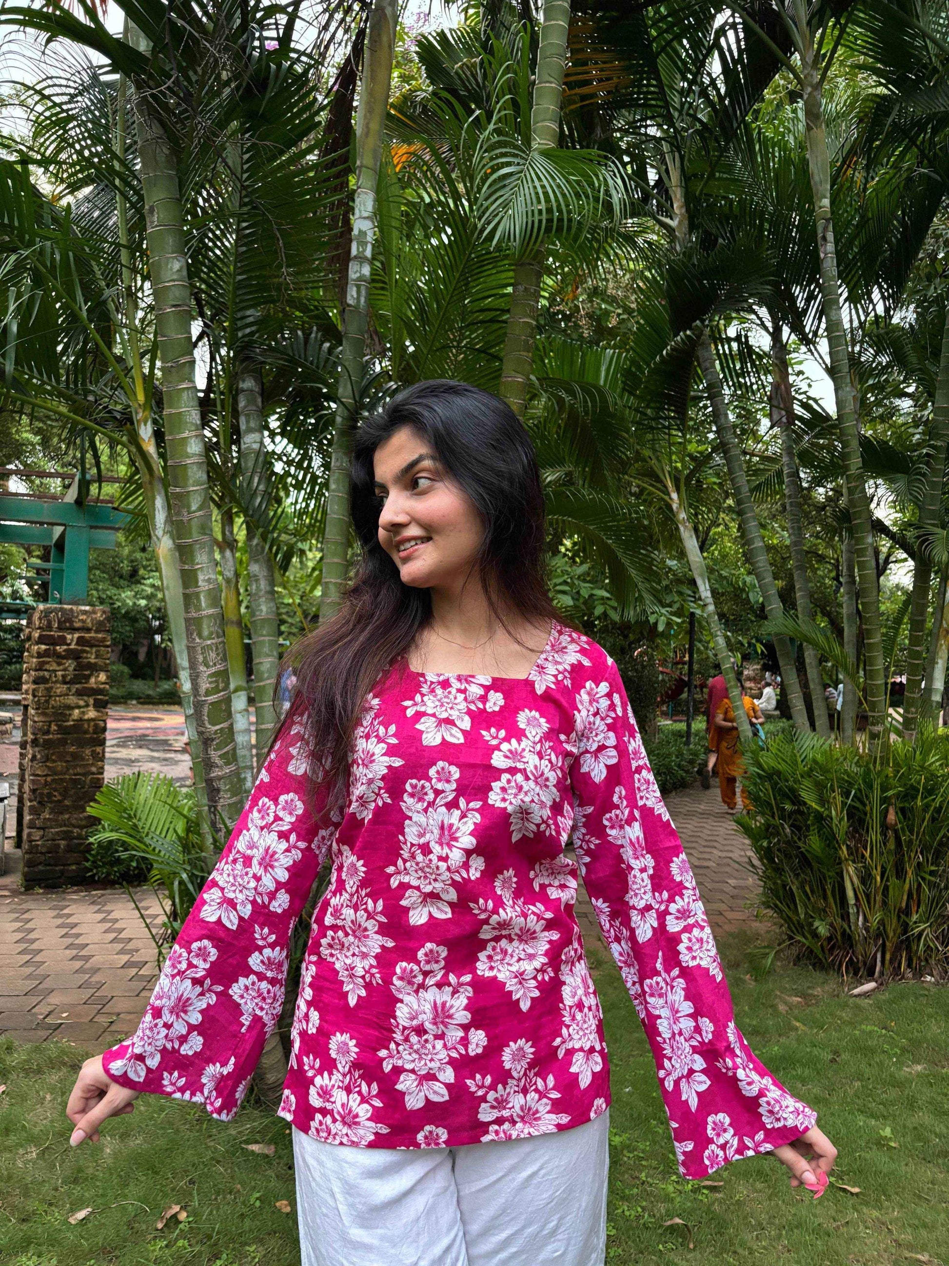 Maitri- floral print short kurti - Zeemi World 