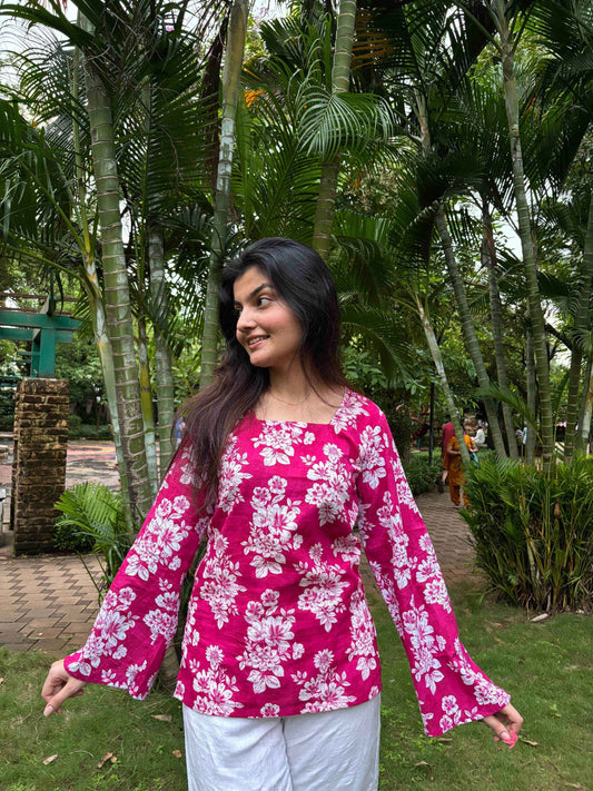 Maitri- floral print short kurti - Zeemi World 