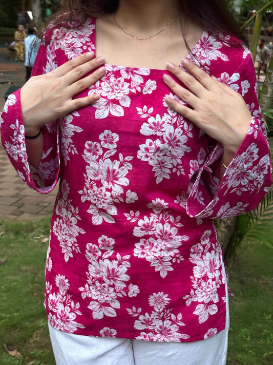 Maitri- floral print short kurti - Zeemi World 