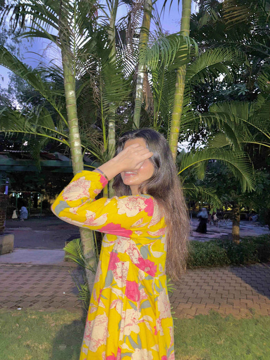 Raas - Yellow floral kurti - Zeemi World 